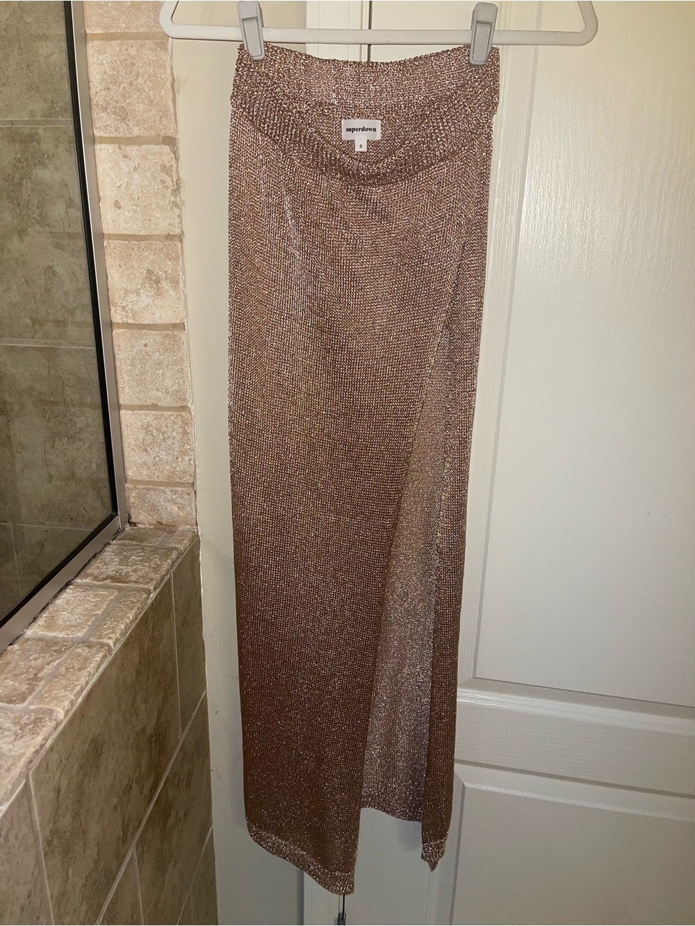 superdown Metallic Rose Maxi Skirt